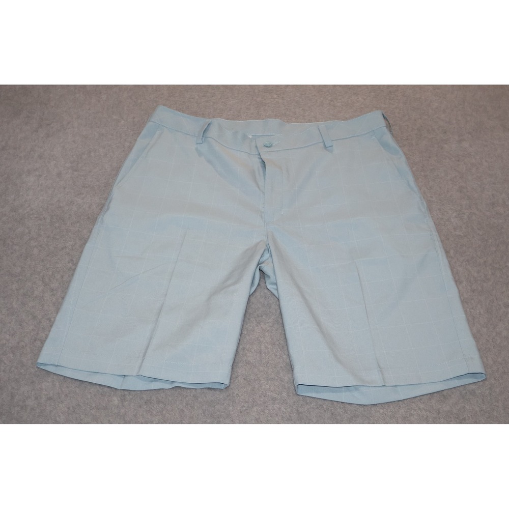 PING Golf Shorts Mens 34 Blue Windowpane Plaid Performance Flat 10" Inseam